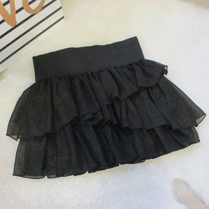 H&M Black & Gold Sparkle Ruffled Skirt